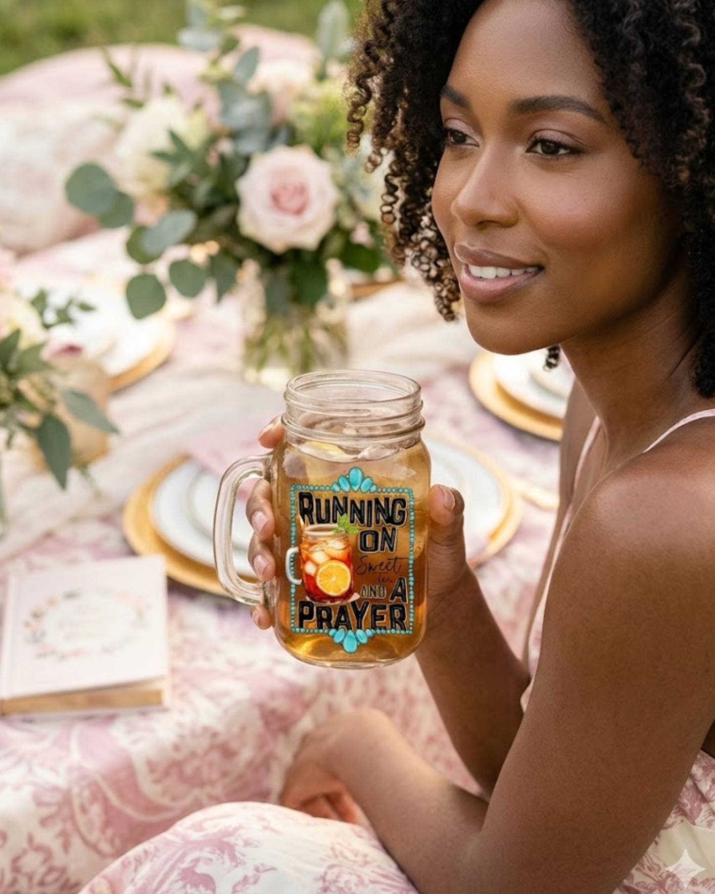Running on Sweet Tea and a Prayer Mason Jar Mug