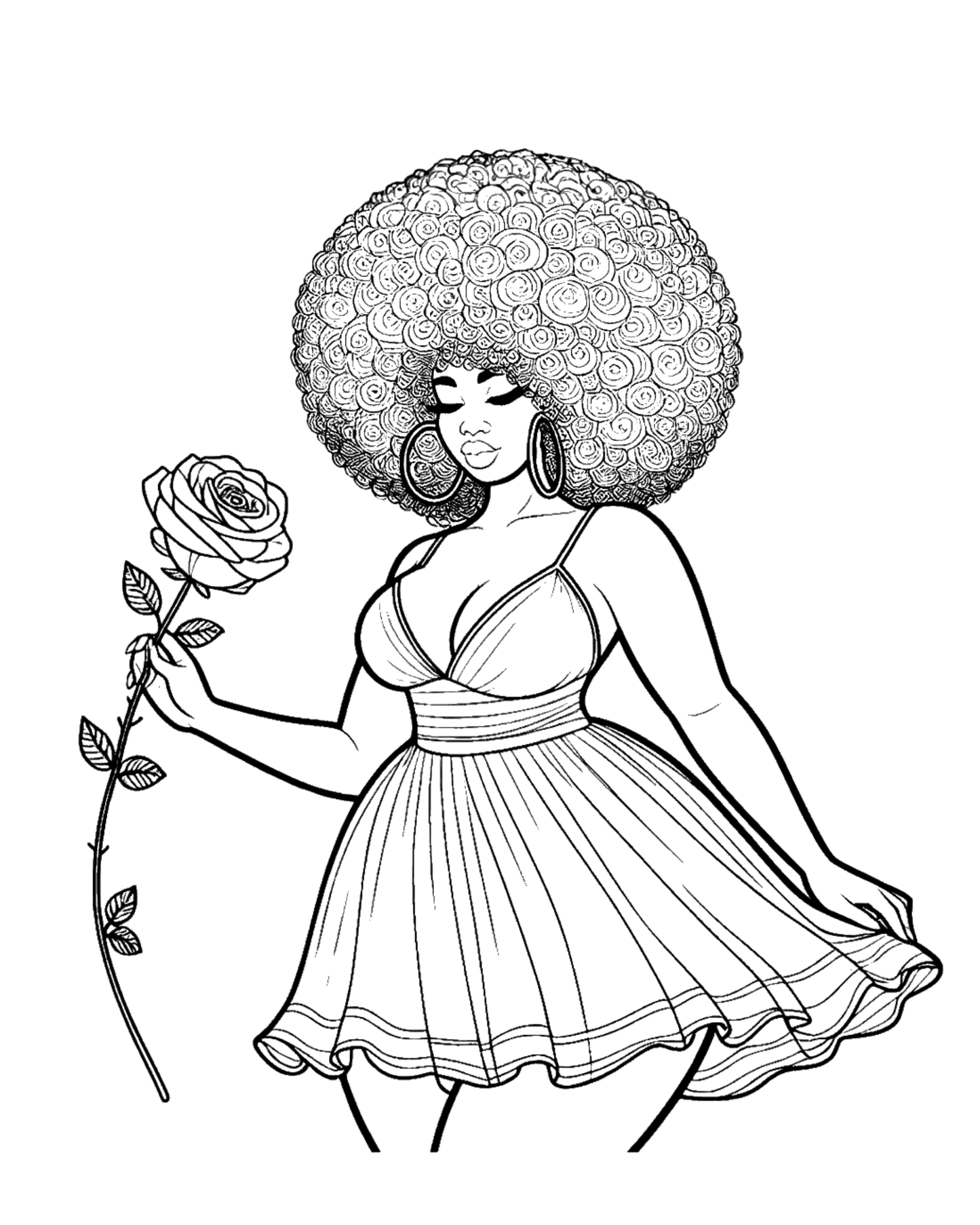 Black Woman with Rose Canvas Kit with paint & brush. 
